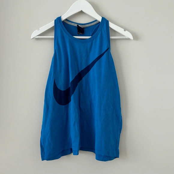 Nike Tops - Nike Blue Tank Top Workout Run Running Swoosh Cotton Racerback Sleeveless Medium